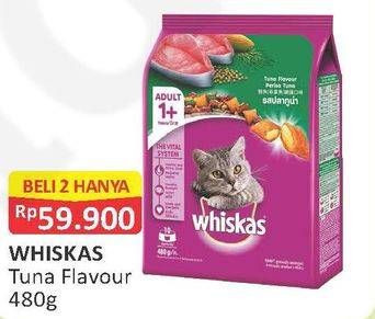 Promo Harga WHISKAS Makanan Kucing Tuna per 2 pouch 480 gr - Alfamart