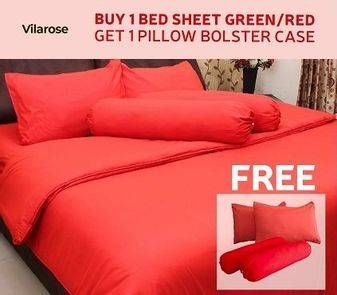 Promo Harga VILAROSE Bed Sheet Green, Red 1 pcs - Carrefour