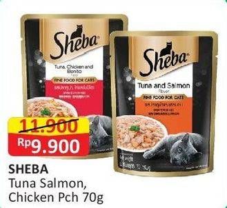 Promo Harga Sheba Cat Food Tuna Salmon, Melty Chicken White Fish 70 gr - Alfamart