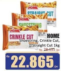 Promo Harga Home French Fries Shoestring, Straight Cut, Crinkle Cut 1000 gr - Hari Hari