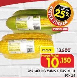 Promo Harga 365 Jagung Manis Kupas, Kulit 3 pcs - Superindo