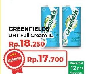 Promo Harga Greenfields UHT Full Cream 1000 ml - Yogya