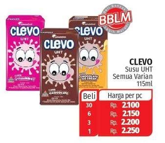 Promo Harga CLEVO Minuman Susu Chocolate, Chocolate Ice Cream, Strawberry 125 ml - Lotte Grosir