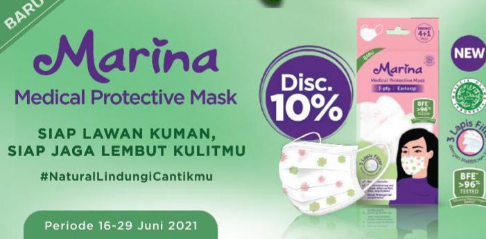 Promo Harga MARINA Medical Protective Mask Kecuali  - Carrefour