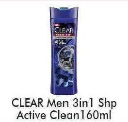Promo Harga CLEAR Men Shampoo Active Clean 160 ml - Alfamart