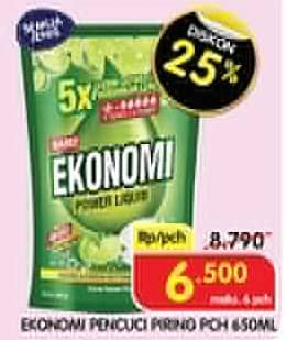 Promo Harga Ekonomi Pencuci Piring Power Liquid Jeruk Nipis 650 ml - Superindo