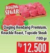 Promo Harga Daging Rendang Premium/Knuckle Roast/Topside Steak 100gr  - Hypermart