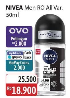 Promo Harga Nivea Men Deo Roll On All Variants 50 ml - Alfamidi