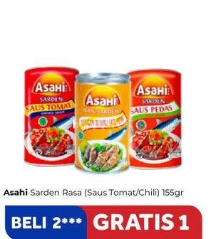 Promo Harga ASAHI Sardines Saus Tomat, Saus Pedas 155 gr - Carrefour