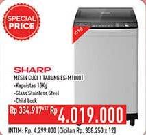 Promo Harga SHARP ES-M1000T Mesin Cuci Top Load 10 kg - Hypermart