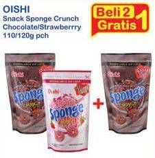 Promo Harga OISHI Sponge Crunch Chocolate, Strawberry per 2 pouch - Indomaret