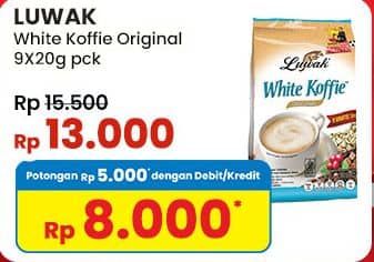 Promo Harga Luwak White Koffie Original per 10 sachet 20 gr - Indomaret