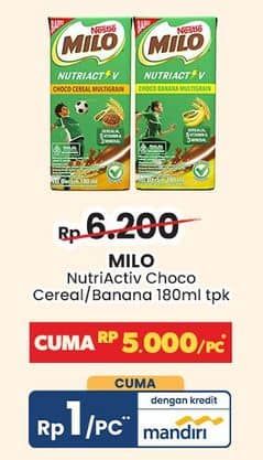 Promo Harga Milo Susu UHT Choco Cereal Multigrain, Choco Banana Multigrain 180 ml - Indomaret