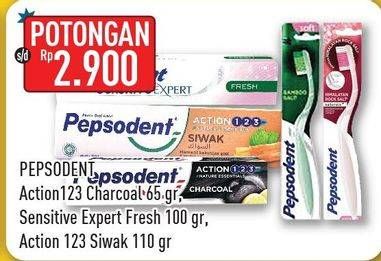Promo Harga PEPSODENT Toothpaste Action 123 Charcoal/Toothpaste Sensitive Expert/Toothpaste Action 123  - Hypermart