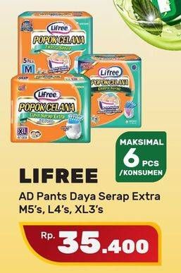 Promo Harga Lifree Popok Celana Ekstra Serap M5, L4, XL3  - Yogya