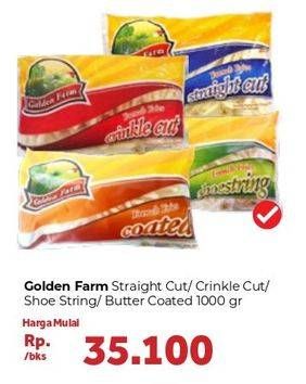 Promo Harga GOLDEN FARM French Fries Coated, Shoestring, Crinkle, Straight 1000 gr - Carrefour