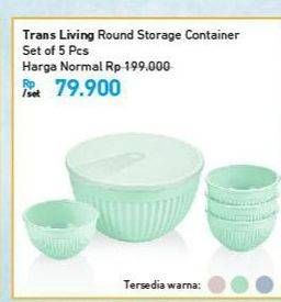 Promo Harga TRANS LIVING Round Storage Container Set per 5 pcs - Carrefour