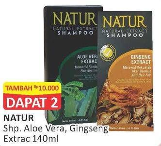 Promo Harga NATUR Shampoo Aloe Vera, Gingseng 140 ml - Alfamart