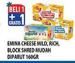 Promo Harga Emina Cheddar Cheese Mild, Rich, Shred 160 gr - Hypermart
