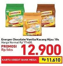 Promo Harga ENERGEN Cereal Instant Chocolate, Vanilla, Kacang Hijau 10 pcs - Carrefour