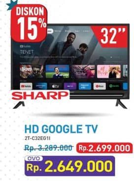 Promo Harga Sharp TV with Google Assistant 2T-C32EG1i  - Hypermart
