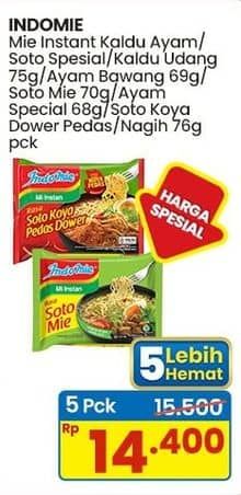 Promo Harga Indomie Mi Kuah Kaldu Ayam, Soto Spesial, Ayam Bawang, Soto Mie, Ayam Spesial, Soto Koya Dower Pedas, Soto Koya Nagih 65 gr - Indomaret