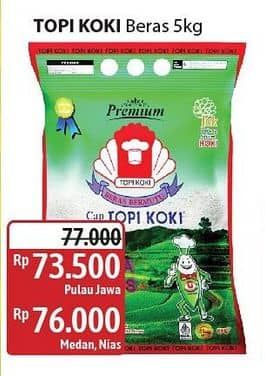 Promo Harga Topi Koki Beras Pandan Wangi 5000 gr - Alfamidi