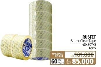 Promo Harga Rusfet Super Clear Tape 48x80Yx5 6 pcs - Lotte Grosir
