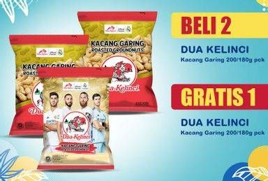 Promo Harga DUA KELINCI Kacang Garing Original, Garing Original 180 gr - Indomaret