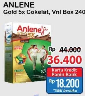 Promo Harga Anlene Gold Plus 5x Hi-Calcium Coklat, Vanila 250 gr - Alfamart