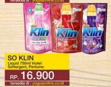 Promo Harga SO KLIN Liquid Detergent + Anti Bacterial Red Perfume Collection, + Anti Bacterial Violet Blossom 750 ml - Yogya
