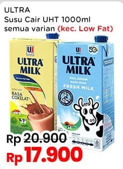 Promo Harga Ultra Milk Susu UHT Kecuali Low Fat Coklat, Kecuali Low Fat Full Cream 1000 ml - Indomaret