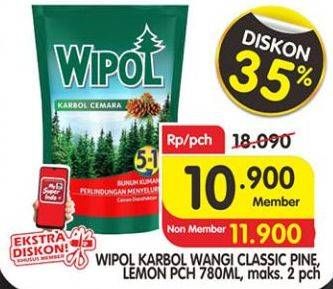 Promo Harga WIPOL Karbol Wangi Classic Pine, Lemon 780 ml - Superindo