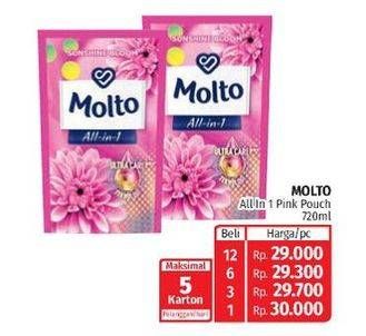 Promo Harga MOLTO All in 1 Pink Sunshine Bloom 720 ml - Lotte Grosir