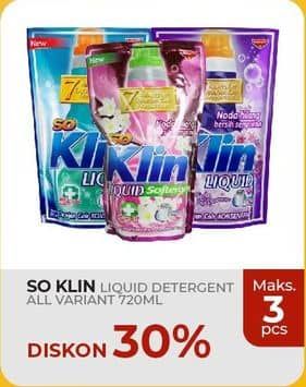 Promo Harga So Klin Liquid Detergent All Variants 720 ml - Yogya