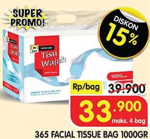 Promo Harga 365 Facial Tissue 1000 gr - Superindo
