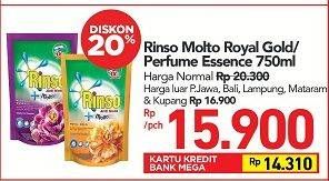 Promo Harga Rinso Molto Detergent Royal Gold Cair/Perfume Essence  - Carrefour
