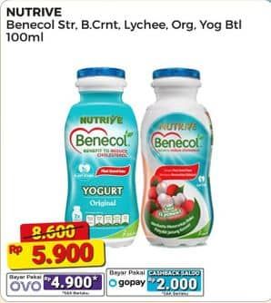 Promo Harga Nutrive Benecol Smoothies Strawberry, Blackcurrant, Lychee, Original, Yogurt Original 100 ml - Alfamart