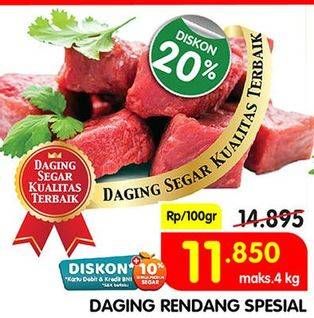 Promo Harga Daging Rendang Sapi Spesial per 100 gr - Superindo