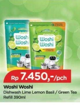 Promo Harga Woshi Woshi Dishwash  Green Tea, Lime Lemon Basil 390 ml - TIP TOP