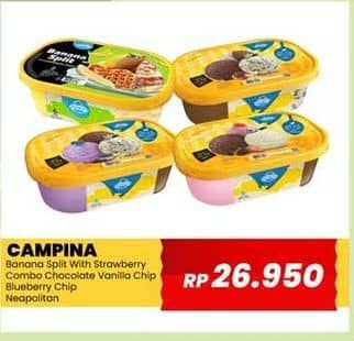 Promo Harga Campina Ice Cream Banana Split, Chocolate Vanilla Choco Chunk, Blueberry Choco Chunk, Neapolitan 700 ml - Yogya