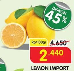 Promo Harga Lemon Import per 100 gr - Superindo