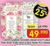 Promo Harga White Garden Shower Cream Goat Milk, Pink Rose 900 ml - Superindo