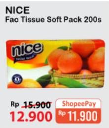 Promo Harga NICE Facial Tissue Soft Pack 200 sheet - Alfamart