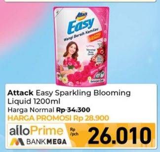 Promo Harga Attack Easy Detergent Liquid Sparkling Blooming 1200 ml - Carrefour