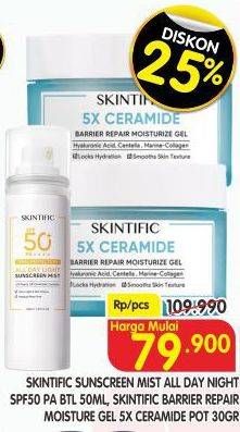 Promo Harga Skintific All Day Light Sunscreen Mist SPF 50 PA++++/5x Ceramide Barrier Moisture Gel   - Superindo