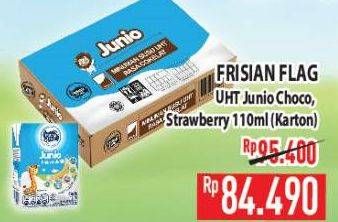 Promo Harga FRISIAN FLAG Susu UHT Junio Chocolate, Strawberry per 36 pcs 110 ml - Hypermart