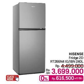 Promo Harga Hisense RT266N4IBN Kulkas (Refrigerator) 2 Pintu Kapasitas 223L 240 ltr - LotteMart