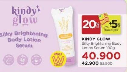 Promo Harga KINDY GLOW Body Serum Lotion Silky Brightening 100 gr - Watsons