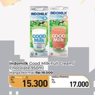 Promo Harga Indomilk Susu Fresh Cokelat, Plain 950 ml - Carrefour